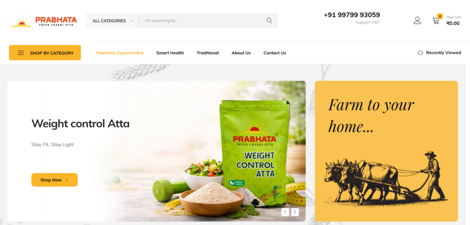 Prabhata ecommerce website designed by UIS Digital